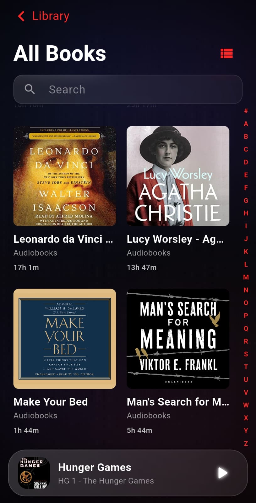 Library grid view with cover art