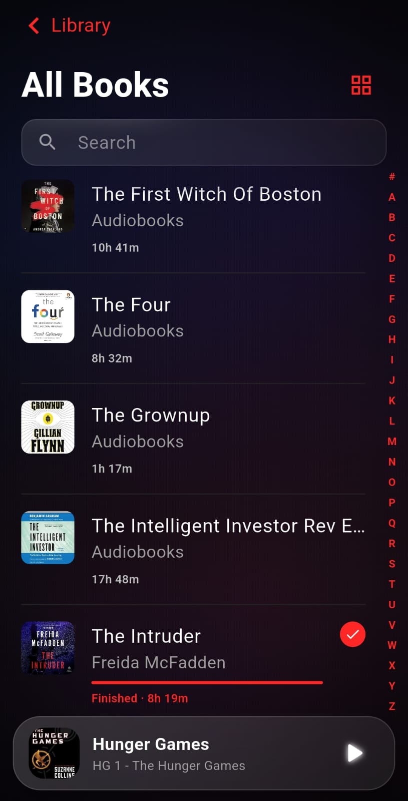 All Books list view