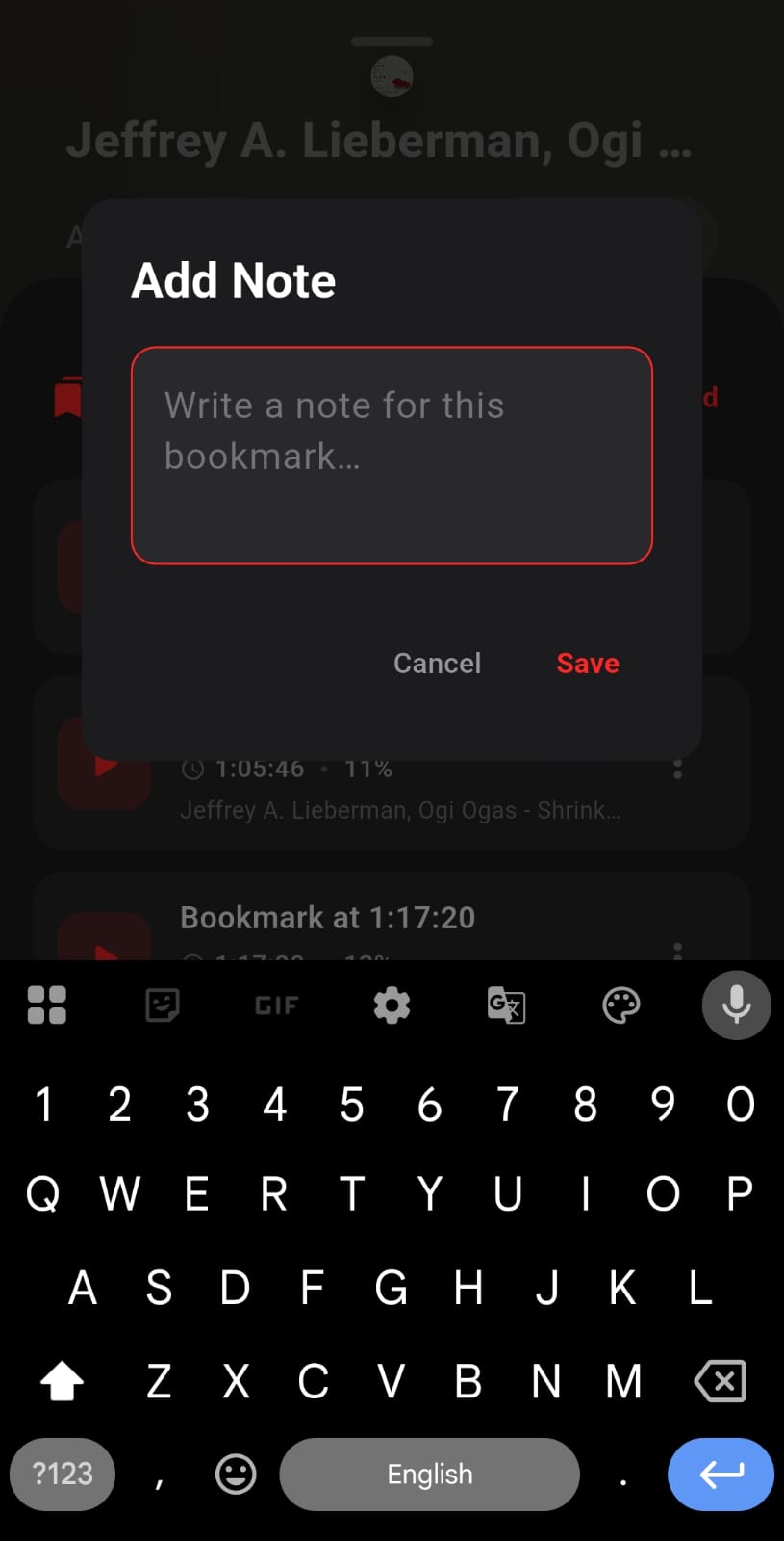 Add a note to a bookmark