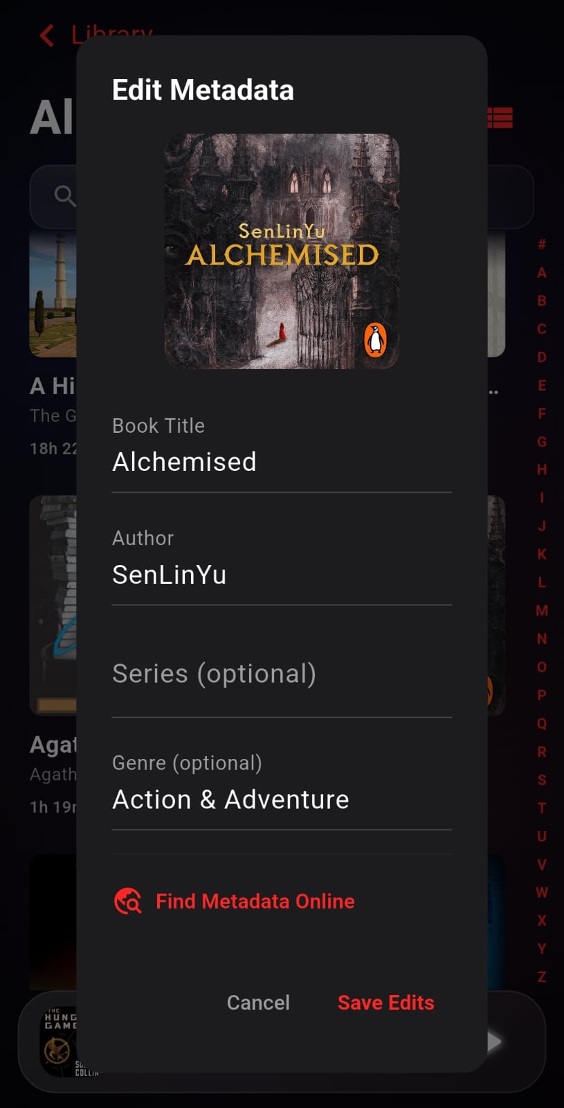 Edit metadata dialog