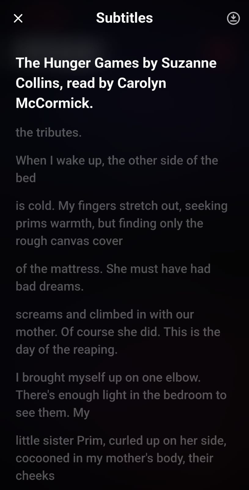 Live AI-generated subtitles for The Hunger Games